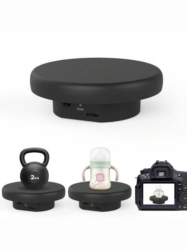 6.3inch/16cm Electric Turntable For 360 Degree Panoramic Shooting/Load 4.4lb/2kg,360 Degree Adjustable Speed Revolving Base For Photography,Jewelry,3D Models,Watch, Battery/USB Power Supply,Motorized Turntable