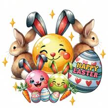 Spring Easter Bunny & Egg Thermal Transfer Stickers, Holiday Gift Decorations, Water-Resistant Garment Patches, Ironing Pattern - P643 - View 1