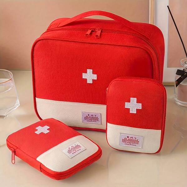 1/3/4pcs - Large Capacity Outdoor Portable Medicine Box, Small Medical Bag For Outdoor Use, Travel First Aid Kit, Portable Medical Bag Drug Storage Bag, Household Travel First Aid Bag, Empty Bag, Excluding First Aid Accessories
