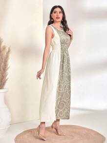 Een elegante damesvestjasjurkset, geschikt voor lente en zomer, bloemenprint, lange vest met lange mouwen, twee delen, Ramadan-vakantie, dating, vakantiekleding