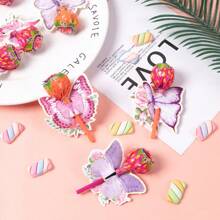 8 stuks vlinderlollykaarten, roze en paarse lollywenskaarten, verjaardagsfeest, bruiloft, vlinderthemafeestgeschenken, lollykaartdecoraties, geschikt voor bruiloften, verjaardagen, themafeesten (lolly's niet inbegrepen)