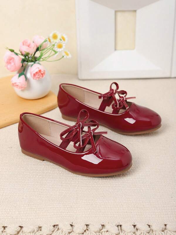 Girls' Bow Decor Flat Shoes Suitable For Spring And Autumn
