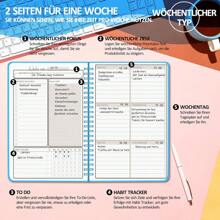 BIROYAL Undatierter Wochenplaner | Terminplaner A5 | wöchentlicher Terminkalender mit To-Do-Liste, großem Notizfeld | 52 Blatt Terminplaner auf Deutsch Ringbuch mit Hardcover | Planer Aquamarin - Blau - Übersicht 5