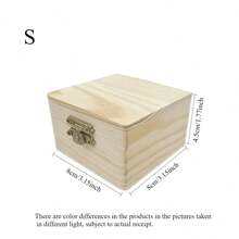 1 个带铰链盖的木盒，工艺品储存，婚礼求婚订婚配件，小方形普通木盒，适用于家庭用品储存和装饰