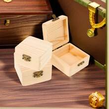 1 个带铰链盖的木盒，工艺品储存，婚礼求婚订婚配件，小方形普通木盒，适用于家庭用品储存和装饰