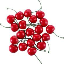 20 pièces Simulation de cerise de fruit, accessoires de décoration de fruit de cerise réaliste, convient pour la décoration de bureau à la maison, décoration de fête de fruits de cuisine, accessoires de décoration de gâteau de fête d'anniversaire, décoration de scène de mariage