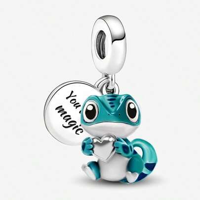 1 pieza Colgante de lagarto con forma de corazón de plata de ley 925, adecuado para pulseras y brazaletes de mujer, se puede usar para hacer joyas DIY y combinar con atuendos diarios, un accesorio ideal para chicas