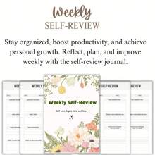 Weekly Reflection Journal - Personal Organizer For Work Progress, Gratitude, And Self-Improvement Tracking - Cultivate Positive Mindset And Achieve Goals - A5 - View 2