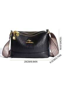 Brand Luxury Women's Crossbody Bag, Soft Leather Handbag, Designer Fashion Women's Shoulder Bag, Crossbody Bag - Black - View 4