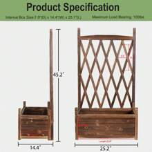 Rustic Wooden Raised Garden Bed Vegetable Planter Grid Box With Climbing Trellis - 1 - Xem 11