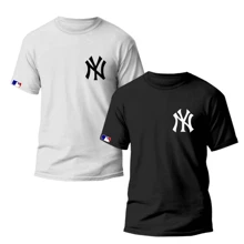 Kit 2 Men's T-Shirts NEW YORK Unisex Shirt 100% Cotton - Xám - Xem 2