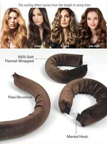 3pcs No-Heat Curling Iron New Simple Female Slouchy Thick No-Damage Hair With Hook Sleeping Rubber Curling Artifact European And American Simple Big Wave Curling Tool Sleeping Curling Hair Curler