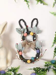 1 pieza Guirnalda de conejo artificial de primavera, decoración plástica multifuncional, sin batería, apropiada para la entrada del hogar, la granja, la ventana interior/exterior, la pared y la decoración de la chimenea, ideal para Pascua, San Valentín, San Patricio, ceremonia de graduación, celebraciones del festival de junio