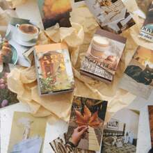 50 Sheets Washi Stickers Book For Journaling, Daily Scenery Life Stuff Travel Sricker Vintage Aesthetic Fashion Scrapbook Stickers Set For Bullet Journal Art Diary Craft Gifts Planner Notebook