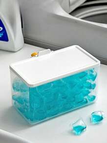 1pc Multipurpose Storage Box With Cover, Dustproof And Moistureproof For Household Use, Stackable For Student Dorm, Stores Dishwashing Powder, Fragrant Beads