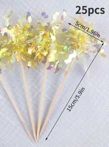 25pcs Colorful Cake Decorations, Glitter Rain Cake Toppers, Birthday Baking Insert Cards, Party Supplies, Birthday, Holiday