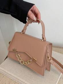 时尚女士单肩包小方形斜挎包手提包钱包化妆包手机包 - 卡其色 - 查看 2