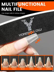 YOKEFELLOW 10 limas de uñas de grano 100/180, 180/240, profesionales, reutilizables, color negro, herramienta de manicura adecuada tanto para uñas acrílicas como naturales, herramienta de manicura y pedicura para mujeres y niñas, salón de uso doméstico