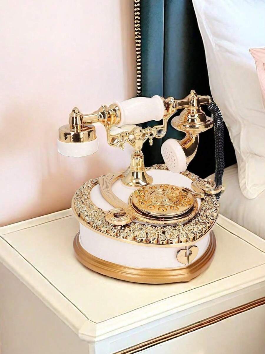 1 pieza Caja de música de teléfono vintage, Caja musical creativa como regalo, Decoración del hogar, Regalo de pareja, Regalo de cumpleaños, Regalo del Día de la Madre, Regalo de graduación (Blanco)