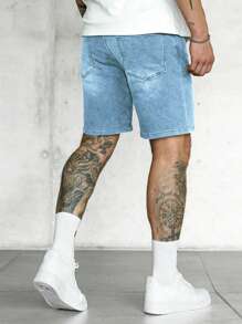 Men's Pocket Casual Daily Wear Denim Shorts Jorts - Light Wash - View 2