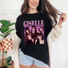 Giselle Aespa Whiplash Album Graphic T-Shirt, Aespa Members Group Shirt, Aespa Armageddon Album Shirt, Aespa World Tour, Aespa Kpop Tee - Black - View 1