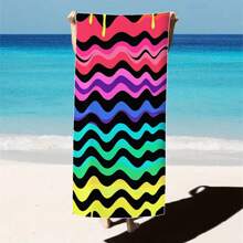 1 pieza Toalla de playa extra grande, extra grande, súper absorbente, manta de playa de fibra suave, artículo esencial de verano, a prueba de viento, a prueba de sol, playa, fiesta, viaje seco, camping, accesorio de playa, regalo de vacaciones