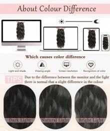 20" Wavy Hair Topper To Add Hair Volume 6.5"X6.5" Base Size Hair Toppers For Women Synthetic Hair Pieces For Women With Thinning Hair Wavy Clip In Hair Extensions - Nâu đen - Xem 7