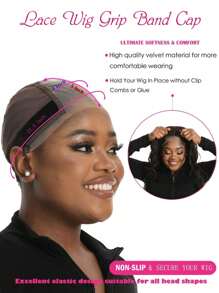 Nunify 女士透明蕾丝假发帽，防滑硅胶头带，无需胶水即可固定假发，可调节蕾丝假发夹 - 彩色 - 查看 5