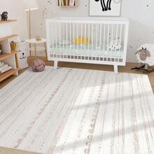 Alfombra de área Nakagishi para sala de estar: 5x7 lavable, boho, grande, neutra, de granja, suave, marroquí, resistente a las manchas, alfombra interior para dormitorio, guardería, sala de juegos para niños, oficina, comedor, decoración del hogar - Marrón - Beige Marrón - Ver 9