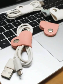 1/2/3/5/6/9/10pcs Charger, Headphone Cable Storage Buckle-Mixed Color Heart Shaped Cord Organizer, Earphones Headphones Cable Winder Organizer, PU Leather Cable Organizer, Gifts For Men Women Charger Case Office Must Haves Digital Bag - Multicolor - View 7