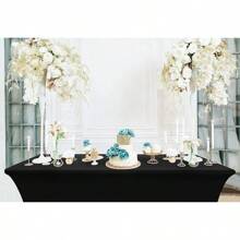 Spandex Tablecloth 2 Pack [8FT, Black] Tight, Fitted, Washable And Wrinkle Resistant Stretch Table Cloth Rectangle Cover For Trade Show, Weddings & Parties [96Lx30Wx30H Inch]