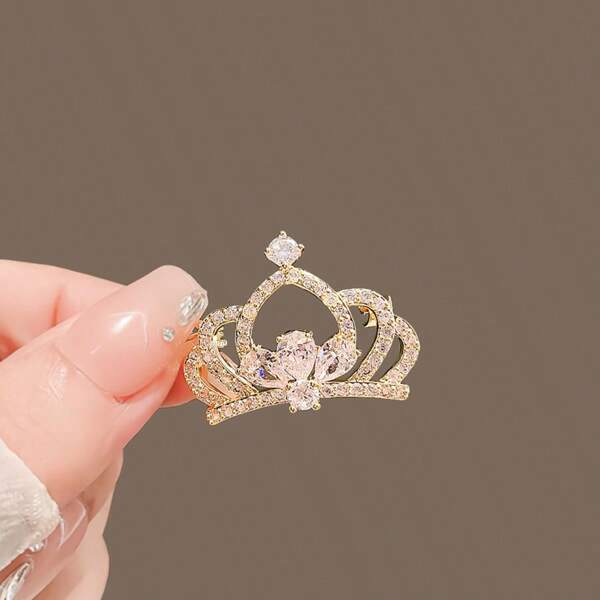 1pc Casual Crown Zinc Alloy Brooch, Suitable For Women To Wear Everyday, Spring/Summer/Autumn/Winter Dress Accessories Pin For Clothes Bag Charm School