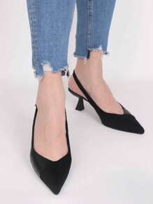 StellaMeli Pumps In P.U With Low Heel 6cm. Beautiful Upper In 2 Materials P.U And Synthetic Suede Stylish Sandals Summer Sandals For Women - Black - View 2
