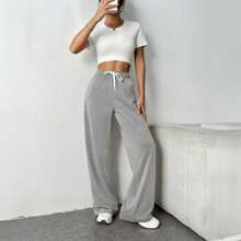 Womens Basics Sweatpants Tracksuit Gym Women Clothes Airport Women Outfits With Pockets Joggers Lounge Trousers - Màu Xám nhạt - Xem 2