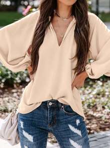 Women's V-Neck Fashionable Slim Fit Design Commuter Elegant Blouse