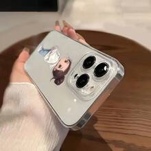 Cute Girl Pocket Minimalist Print Transparent Classic Matte Phone Case, Compatible With Apple, Series, Full Protective Mobile Phone Cover Waterproof Shockproof Anti-Fall Scratch Resistant,International Version, Not The Domestic Version - Multicolor - View 3