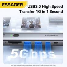 ESSAGER 7 In 1 Type C Hub 100W 4K HDM Screen Mirror Card Reader USB 3.0 Compatible With Ios Adapter