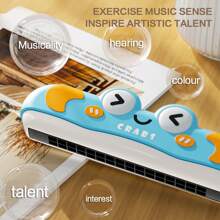 Jouet musical pour bébé, harmonica mini à double rangée de 16 trous, exercice de la capacité pulmonaire, jouets musicaux convenant aux enfants d'âge préscolaire de 2 ans et plus, harmonica de dessin animé, jouets de musique pour bébés et tout-petits de 2 à 3 ans, cadeaux pour débutants en musique