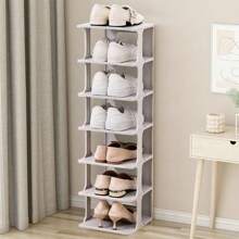 NetHong 4-7 Tier Vertical Shoe Rack Tall Narrow Shelf Storage Organizer Slim Shoe Tower - White - View 7