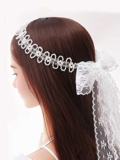 1 Stück Mädchen Kristallperlen & Spitze Haarband, eleganter Stil geeignet für Alltag, Urlaub oder Party