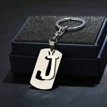 1 pièce Porte-clés Initiale A-Z 26, étiquette de clé en acier inoxydable, anneau porte-clés, pendentif de sac, cadeau de style unisexe Punk & Hip-Hop pour la Saint-Valentin