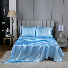 Satin Bed In A Bag 8 Pieces King/Queen Size Silk Like Baby Blue Comforter Set Luxury Silky Bedding Set Soft Lightweight Comforter Set Cooling Sheet Set - Màu xanh nhạt - Xem 7