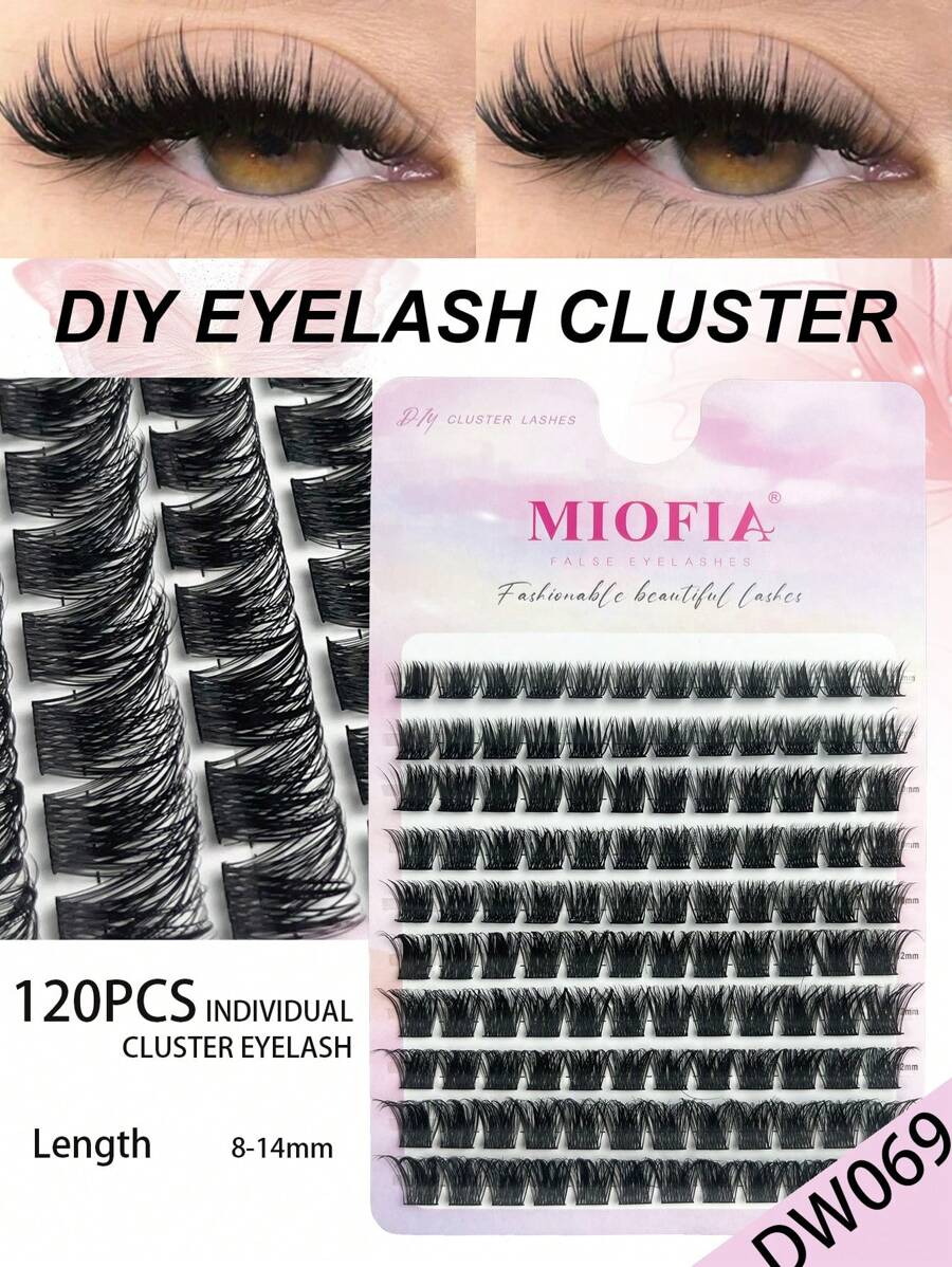 120 Cluster Mink Lashes D Curl 8-14mm Mix Tray DIY Lashes Cluster Individual Eyealsh Extension 3D Eyelash Volume Natural Dense Lashes Makeup At Home Or Daily Life