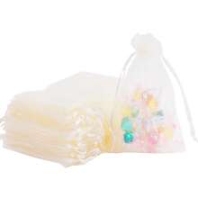 10/50/100pcs Ivory Gift Bags, Ivory Organza Candy Bags For Tableware, Various Holiday Party Packaging Supplies, Holiday Home Supplies, Holiday Wedding Party Gift Packaging Supplies