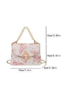 Women's Faux Pearl Decor Handbag, Suitable For Daily Commute, Travel, Shopping - Pink - View 5