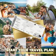 Hxezoc Thẻ lên máy bay cào AEROPLANE được cá nhân hóa, Kỳ nghỉ bất ngờ, Kỳ nghỉ, Quà tặng sinh nhật, Thẻ lên máy bay giả, Tiết lộ chuyến du lịch bất ngờ - Vàng - Xem 6