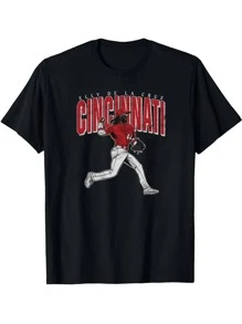 Camiseta para hombre 1 pcs 220g 100% algodon impresion digital estilo beisbol Elly De La Cruz Cincinnati - Negro - Ver 2