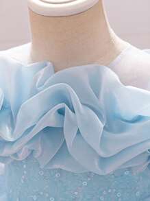 Baby Mädchen Pailletten Tüll Mesh Patchwork Süßes Prinzessin Kleid, geeignet für Geburtstagsfeiern, Blumenmädchen, Hochzeiten, ohne Haarband