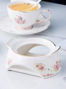 1 zestaw ceramicznych białych czajniczków w kwiaty, zestaw czajniczków dla dorosłych, 6 filiżanek do herbaty, 6 spodków, 6 ceramicznych łyżeczek, 1 czajniczek + podgrzewacz - Home Garden Party Cafe, kwitnące naczynia do herbaty, prezent dla miłośników herbaty, popołudniowa herbata i specjalne okazje - odpowiedni na wesela, przyjęcia herbaciane, dla dorosłych - zestaw do herbaty z porcelany w stylu vintage w stylu europejskim - Wielokolorowe - Zobacz 11