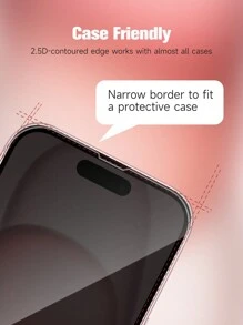 2pcs Privacy Screen Protector, Compatible With Apple 17/17Pro/17Promax/16 Promax, Anti-Peeping Tempered Glass Protective Case, Anti-Scratch, Anti-Shock, Anti-Oil, Anti-Scratch Coating - 2 Piece Pack - View 3